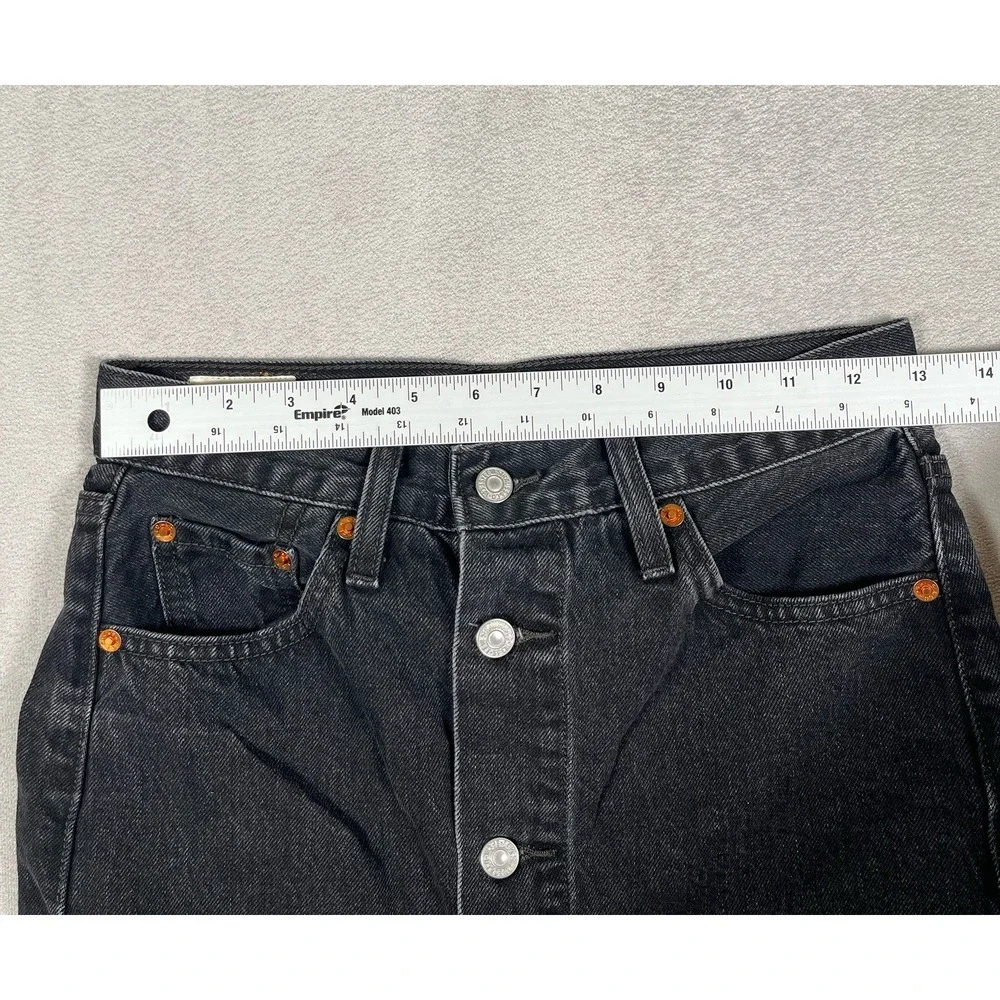 Levi's Premium Button Midi Skirt Women's 26 Black Denim Mid Rise A-Line